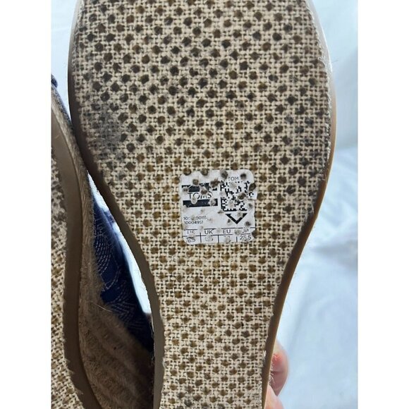 Toms Shashiko TOMS Blue Canvas Desert Wedge Bootie Espadrille 8.5 - Picture 5 of 14